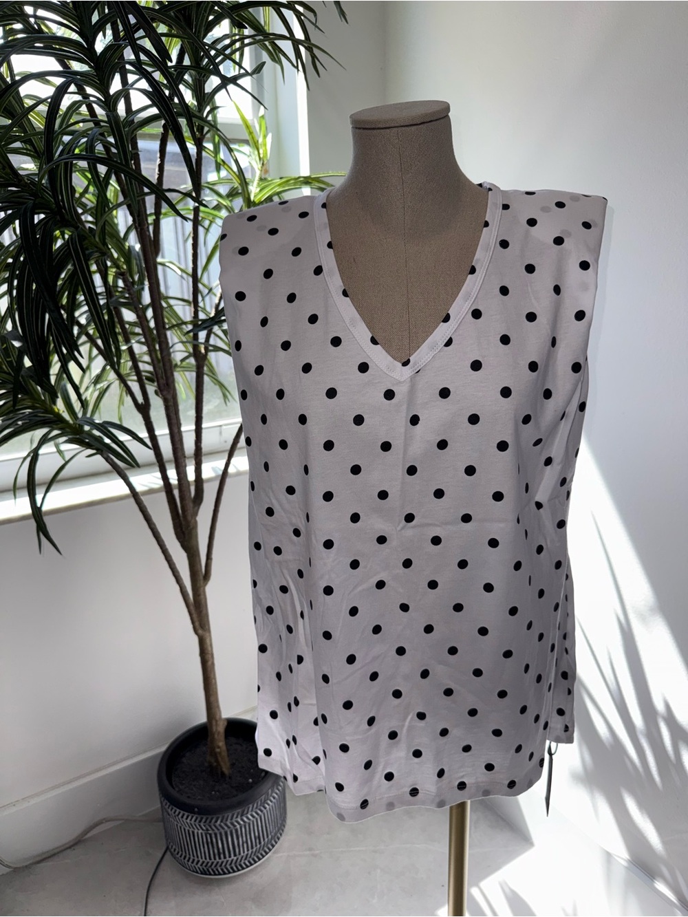 Blank NTC V-Neck Polka Dot Top
